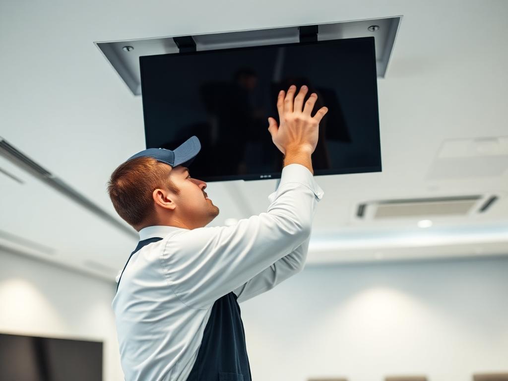 Professional ceiling TV mounting installation in Kennesaw GA bedroom