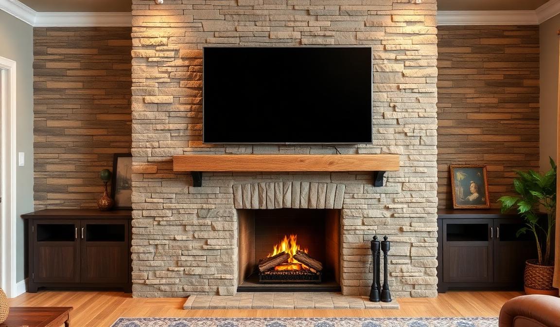 Brick & Stone Fireplace Mounting