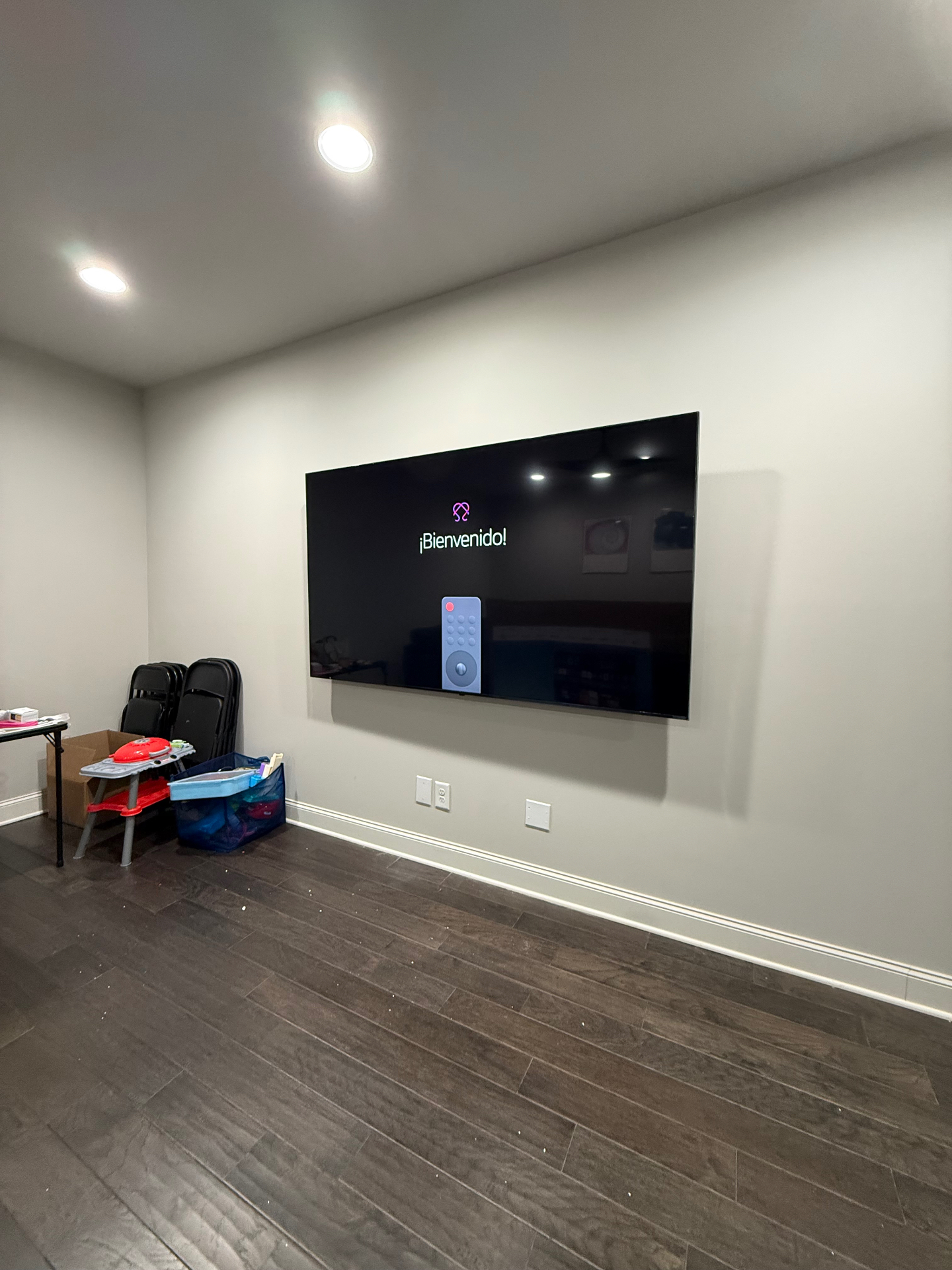 85-inch TV mounted on drywall in Tucker, GA