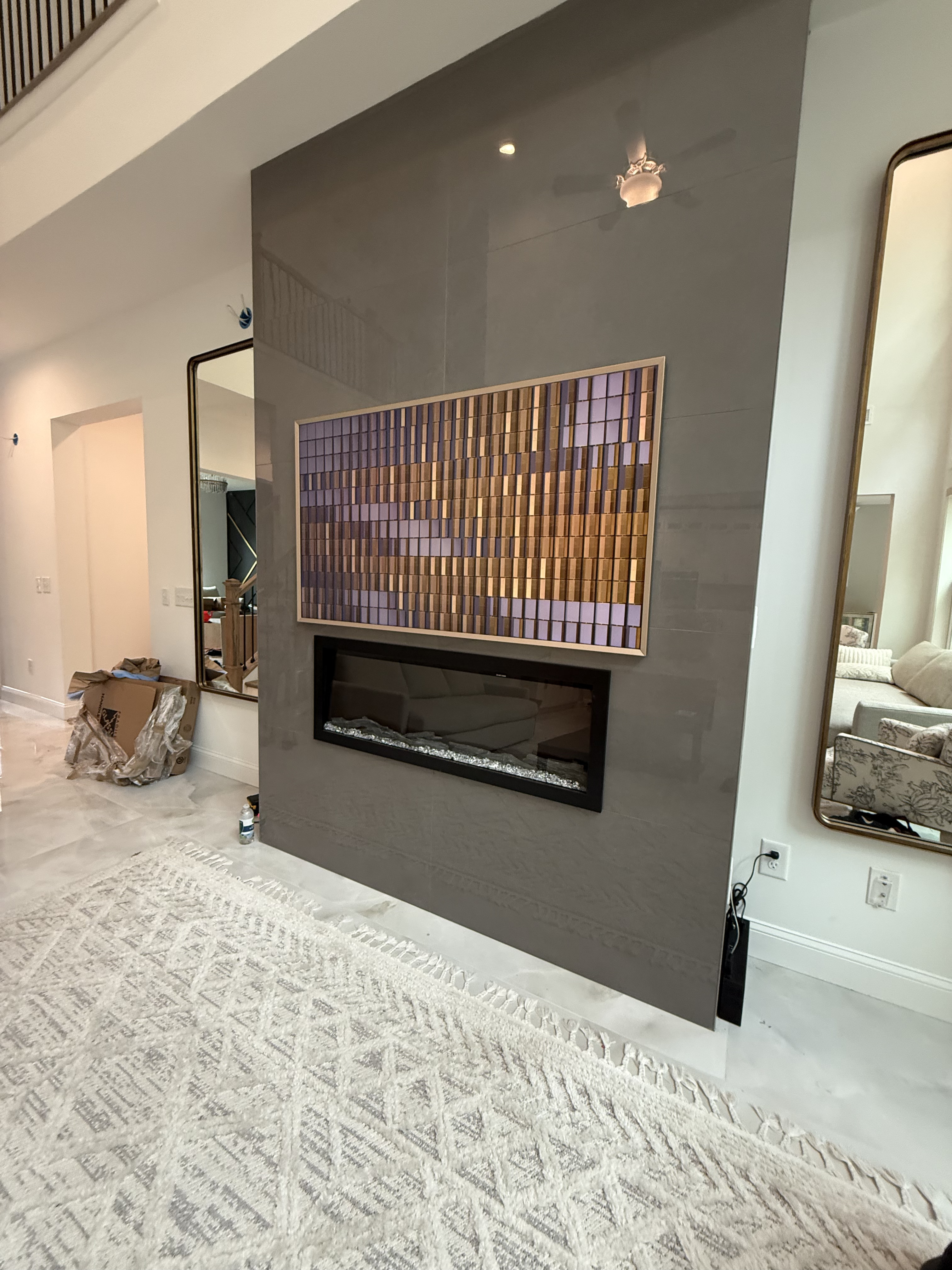 Frame TV installation with recessed outlet